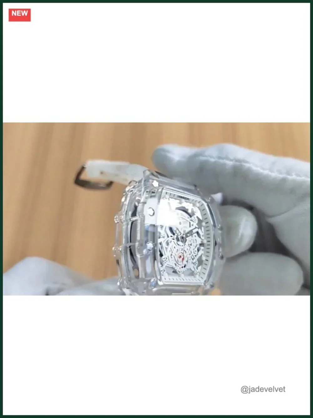 Men's Fashion Chronograph Watch Big Dial Hollowed Transparent Silicone Strap